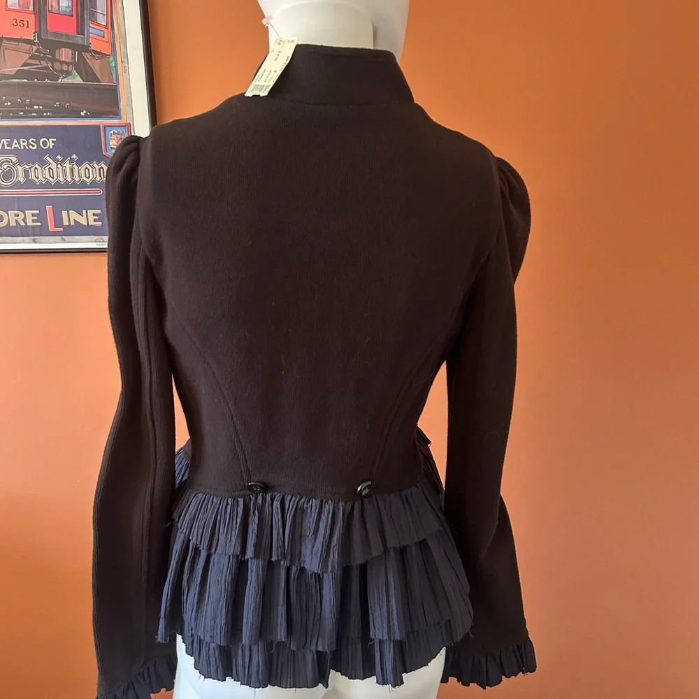 NWT FREE PEOPLE military style black women’s ruffled blazer - Picture 8 of 11